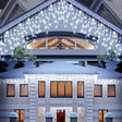 Instalatie Solara Craciun Turturi, IP44, 5 m, 143 Led-uri, Perdea Franjurata, alb rece, 8 jocuri de lumini, cu Telecomanda, 31V, 500 mAh, Acumulator de 2400 mAh, Exterior, Prelungitor 5 m inclus, Fir Alb, Vivimall - vivimall.ro
