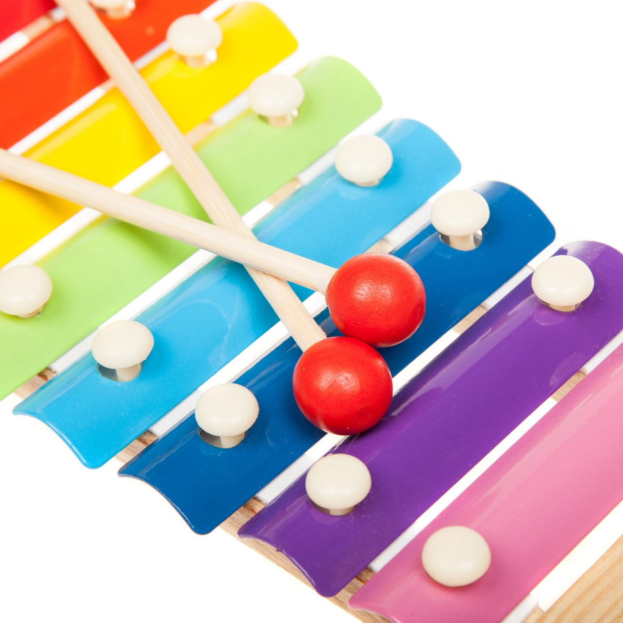 Instrument Muzical Xilofon Din Lemn, 8 Note Muzicale, 2 Bete De Percutie, 4-6 Ani, Multicolor - vivimall.ro