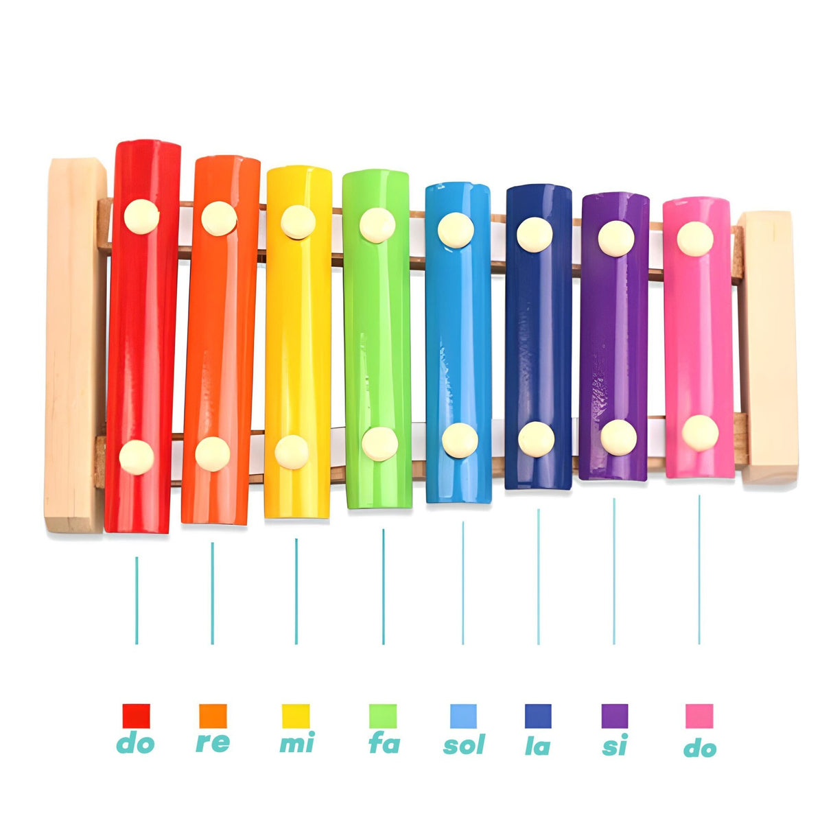 Instrument Muzical Xilofon Din Lemn, 8 Note Muzicale, 2 Bete De Percutie, 4-6 Ani, Multicolor - vivimall.ro