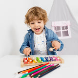 Instrument Muzical Xilofon Din Lemn, 8 Note Muzicale, 2 Bete De Percutie, 4-6 Ani, Multicolor - vivimall.ro