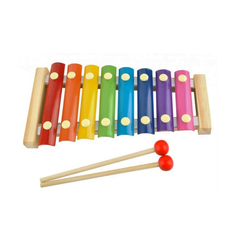 Instrument Muzical Xilofon Din Lemn, 8 Note Muzicale, 2 Bete De Percutie, 4-6 Ani, Multicolor - vivimall.ro
