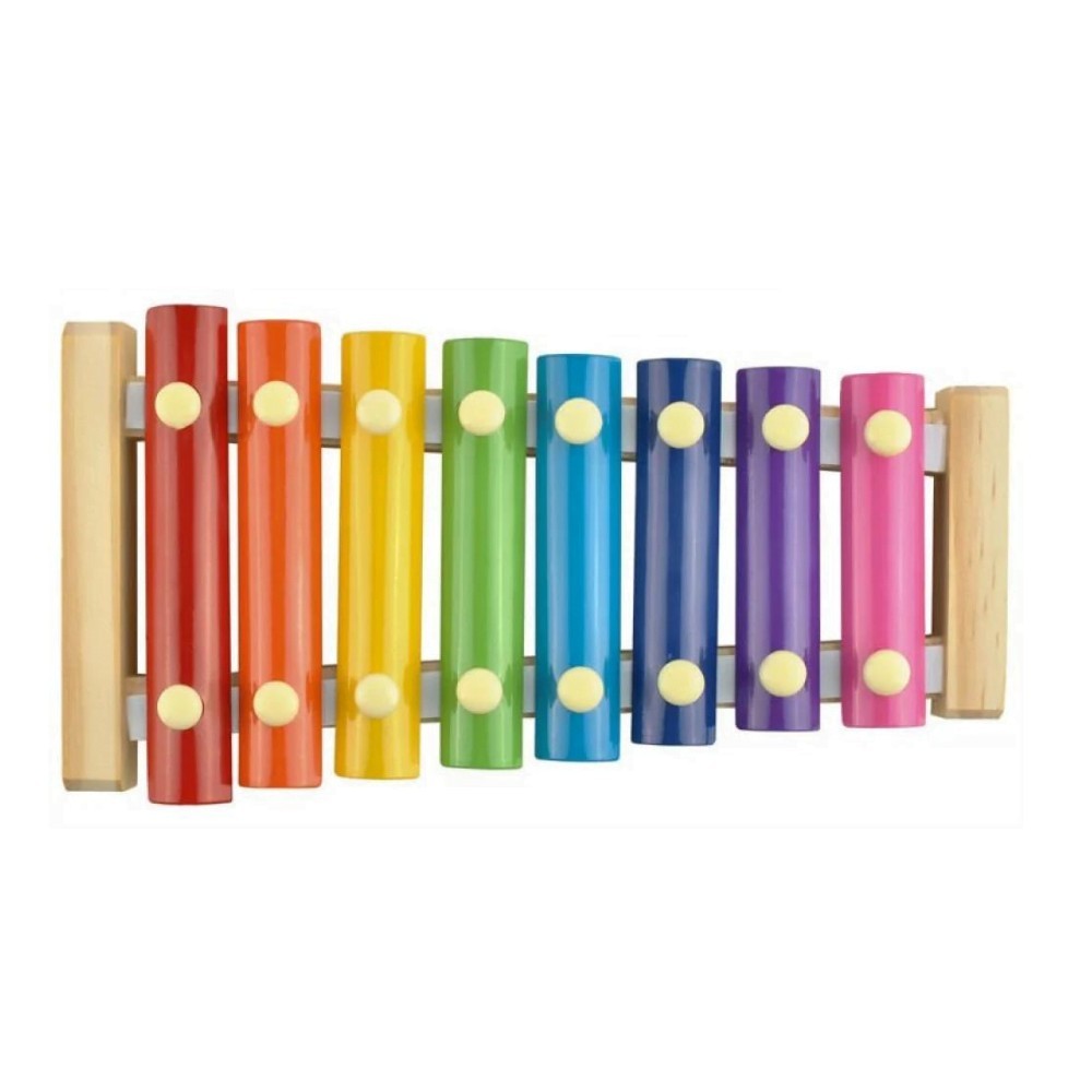 Instrument Muzical Xilofon Din Lemn, 8 Note Muzicale, 2 Bete De Percutie, 4-6 Ani, Multicolor - vivimall.ro