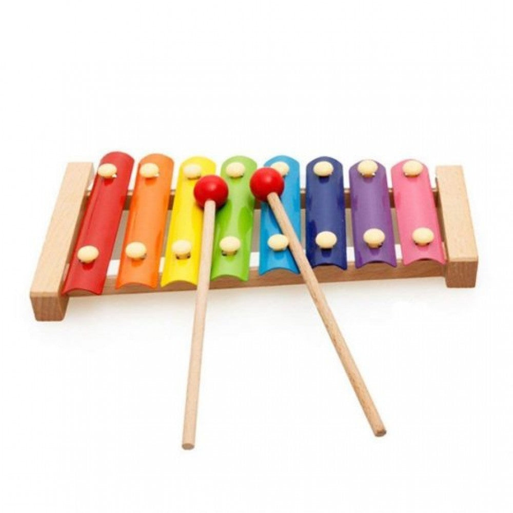 Instrument Muzical Xilofon Din Lemn, 8 Note Muzicale, 2 Bete De Percutie, 4-6 Ani, Multicolor - vivimall.ro