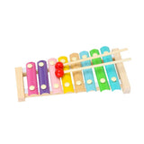 Instrument Muzical Xilofon Din Lemn, 8 Note Muzicale, 2 Bete De Percutie, 4-6 Ani, Multicolor Pastel - vivimall.ro