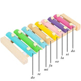 Instrument Muzical Xilofon Flippy, din Lemn, 8 Note Muzicale, 2 Bete de Percutie, 4-6 Ani, Multicolor Pastel