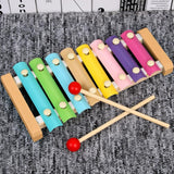 Instrument Muzical Xilofon Din Lemn, 8 Note Muzicale, 2 Bete De Percutie, 4-6 Ani, Multicolor Pastel - vivimall.ro