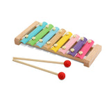 Instrument Muzical Xilofon Din Lemn, 8 Note Muzicale, 2 Bete De Percutie, 4-6 Ani, Multicolor Pastel - vivimall.ro
