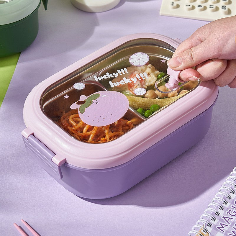 Cutie Pentru Pranz Sau Gustari, Cu Doua Compartimente, Pentru Copii Si Adulti, Etansare, Pp, Perfect Pentru Scoala Si Birou, 1000 Ml, 22.5X14.5X8 Cm - vivimall.ro