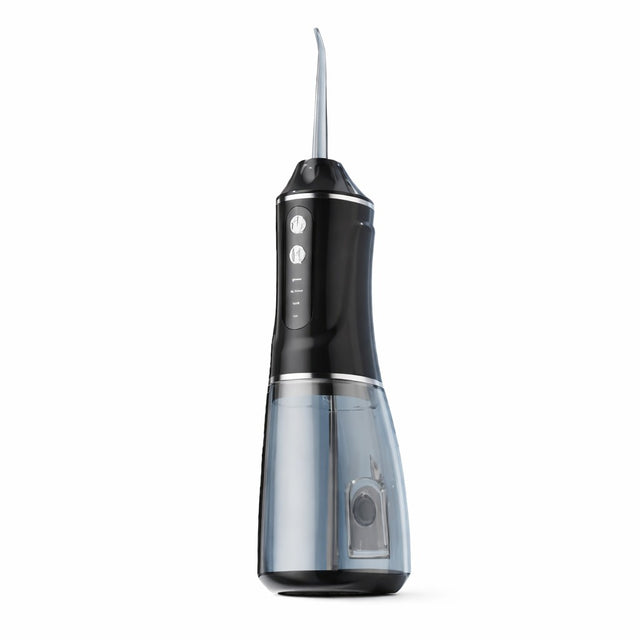 Irigator Bucal Electric, Flippy,  Portabil, Dus Bucal pentru Curatare, Indepartare Tartru, 4 Capete, 25 x 8 x 8 cm, Negru - vivimall.ro
