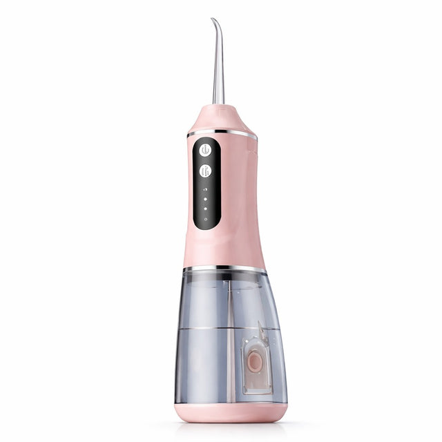 Irigator Bucal Electric, Flippy,  Portabil, Dus Bucal pentru Curatare, Indepartare Tartru, 4 Capete, 25 x 8 x 8 cm, Roz - vivimall.ro