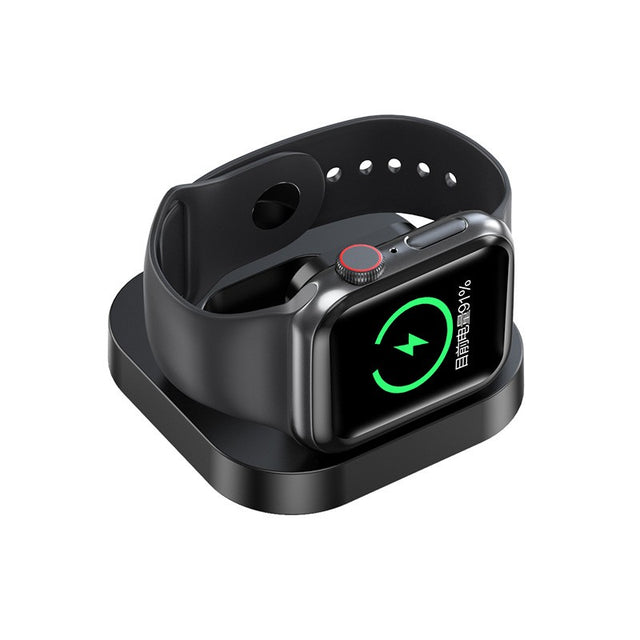 Încărcător wireless magnetic Apple Watch serii 1-9, design pliabil negru, vedere frontală