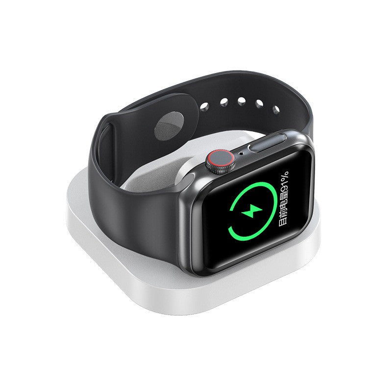 Încărcător wireless magnetic Apple Watch seriile 1-9, design pliabil alb, vedere frontală