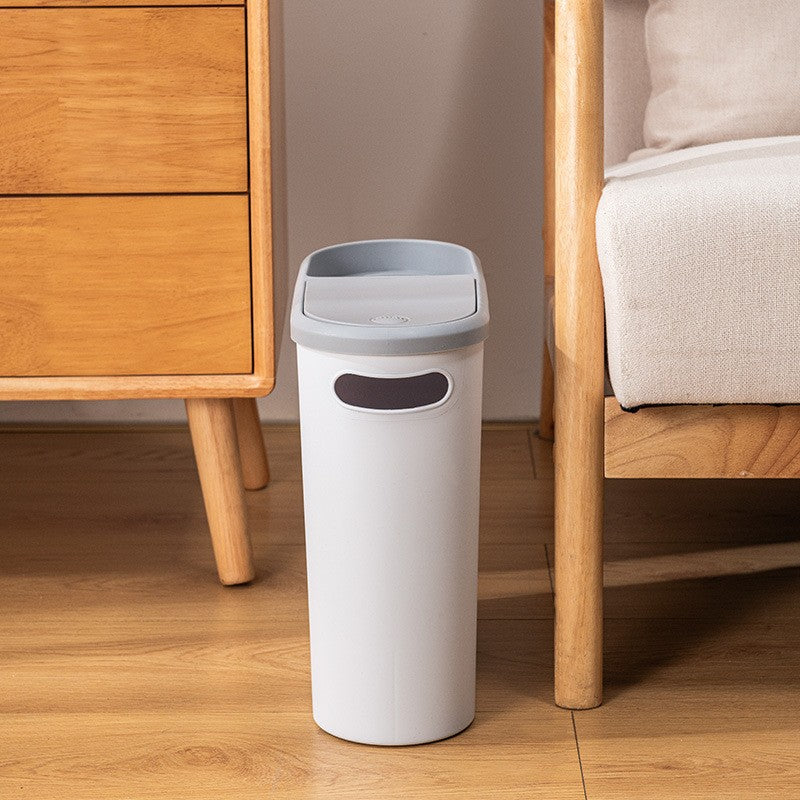 Cos de Gunoi, Flippy, din Plastic, Capac cu Ridicare Automata, Maner si Compartiment de Depozitare, Capacitate 10 L, 31.5 x 14 x 30 cm, Gri