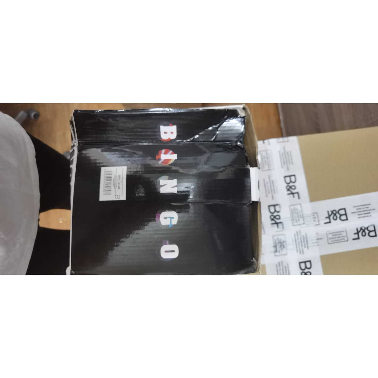 Joc Bingo Vivimall, din metal, 75 bile albe, portabil, 21 x 21 cm, negru, Resigilat - vivimall.ro