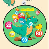 Joc Darts Vivimall pentru Copii, Placa Pliabila 70 cm, 8 Mingii Velcro/Scai Simple, 2 Mingii Luminoase, Model Dinozaur Park, Verde - vivimall.ro