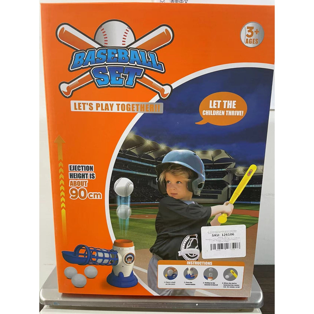 Joc De Baseball Interactiv, Lansator Aruncare Automata, Include Bata Si 5 Mingii, 37 X 23 X 16 Cm Baza, 59 Cm Bata, Multicolor - vivimall.ro