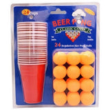 Joc De Baut Beer Pong 24 Pahare, 24 Mingi, Material Plastic, Reutilizabil, Portabil - vivimall.ro