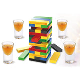 Joc de Baut Flippy, Turn Jenga din Plastic, cu 4 Pahare de Shot, +18 Ani, Multicolor