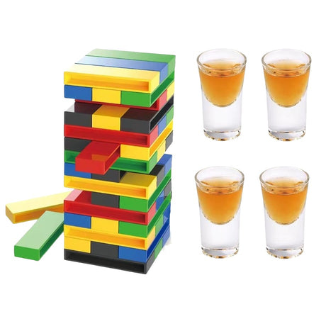 Joc De Baut Turn Jenga Din Plastic, Cu 4 Pahare De Shot, +18 Ani - vivimall.ro