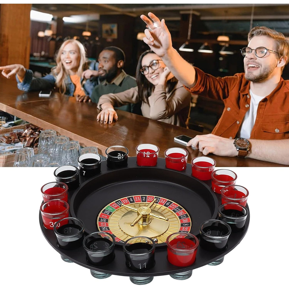 Joc De Baut Ruleta Cu Pahare De Shot 30 Cm, Rosu/ - vivimall.ro
