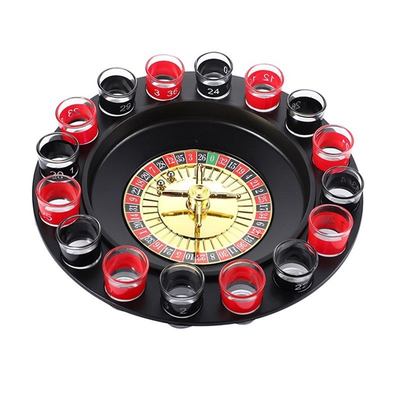 Joc De Baut Ruleta Cu 16 Pahare De Shot Din Sticla, Rosu/