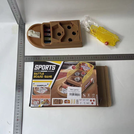 Joc de Masa Mini Baschet Interactiv pentru Copii, Vivimall, 4 Cosuri, 3 Mingi Incluse, 23.5x11.5x14 cm, Maro - vivimall.ro