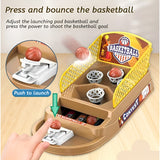 Joc de Masa Mini Baschet Interactiv pentru Copii, Vivimall, 4 Cosuri, 3 Mingi Incluse, 23.5x11.5x14 cm, Maro - vivimall.ro