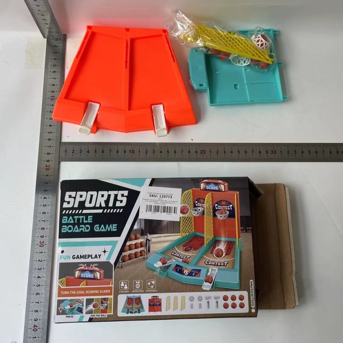 Joc de Masa Mini Baschet Interactiv pentru Copii, Vivimall, pentru 2 Jucatori, 6 Mingi Incluse, 22x16.5x18.2 cm, Multicolor - vivimall.ro