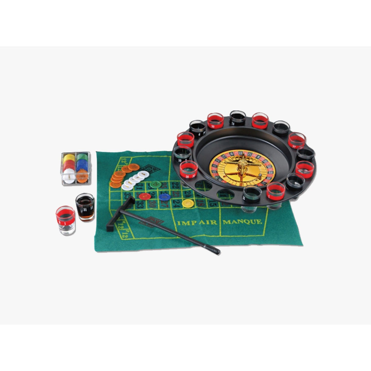 Joc De Ruleta Cu Pahare De Shot Si Plansa De Joc Blackjack, 31 Cm - vivimall.ro