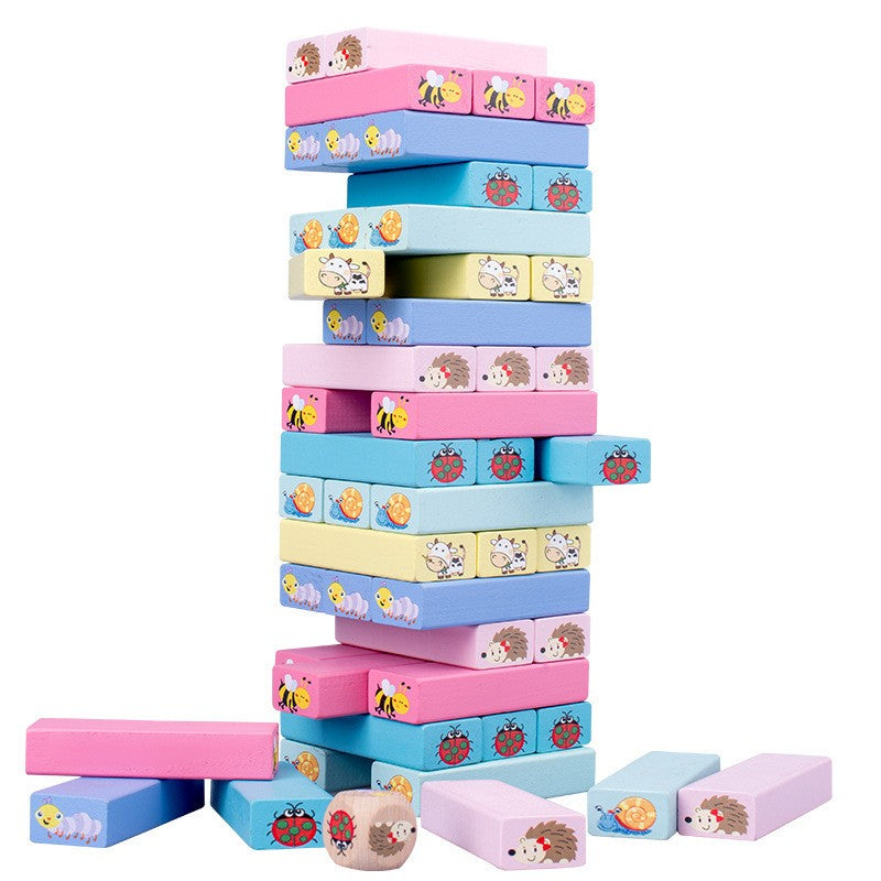 Joc De Societate, Pentru Copii, Din Lemn, Interactiv, Distractiv, Jenga Stack High Blocks, Cu Zar, 51 De Piese Animate