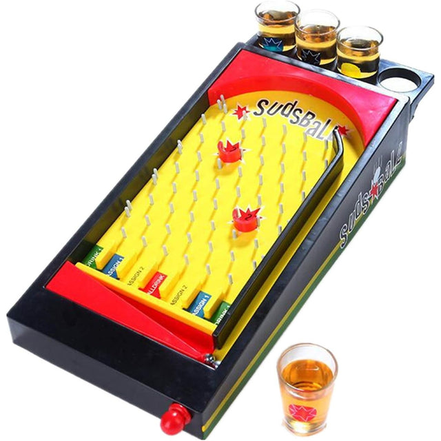 Joc de societate Pinball cu pahare pentru shoturi Vivimall, 40 x 17,7 cm, galben - vivimall.ro