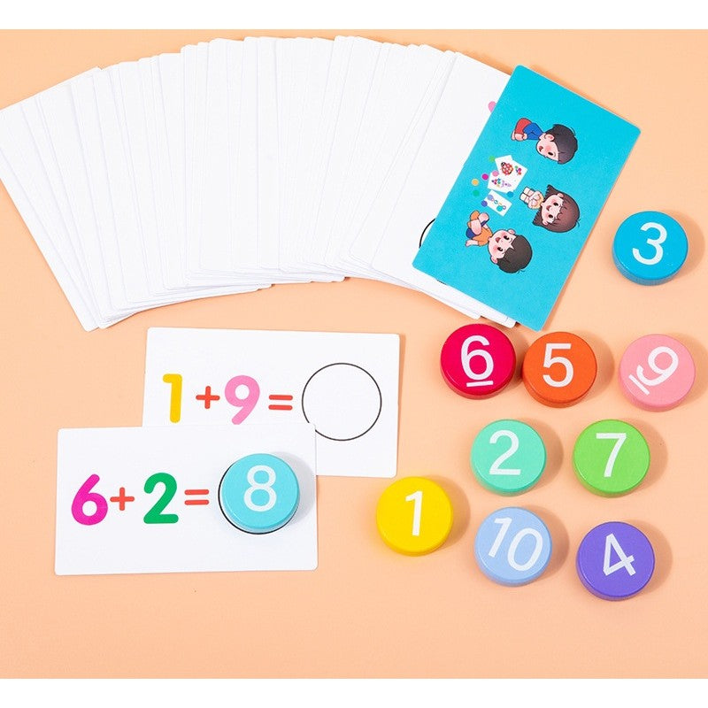 Joc Educational, Invatare Adunare Si Scadere, Cifre Din Lemn, 46 Planse, +3 Ani - vivimall.ro