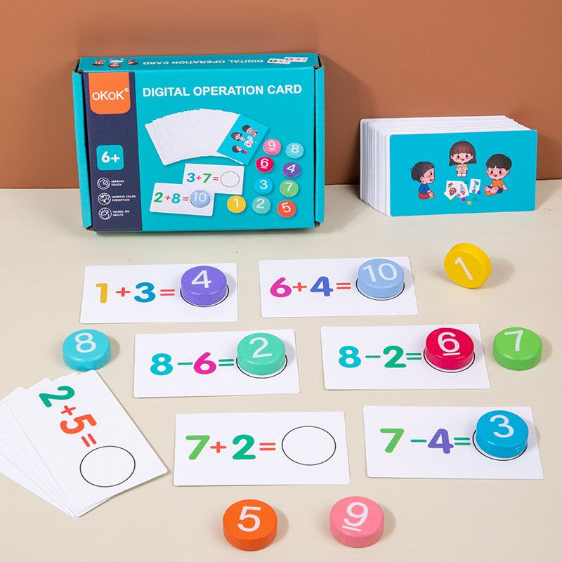 Joc Educational, Invatare Adunare Si Scadere, Cifre Din Lemn, 46 Planse, +3 Ani - vivimall.ro