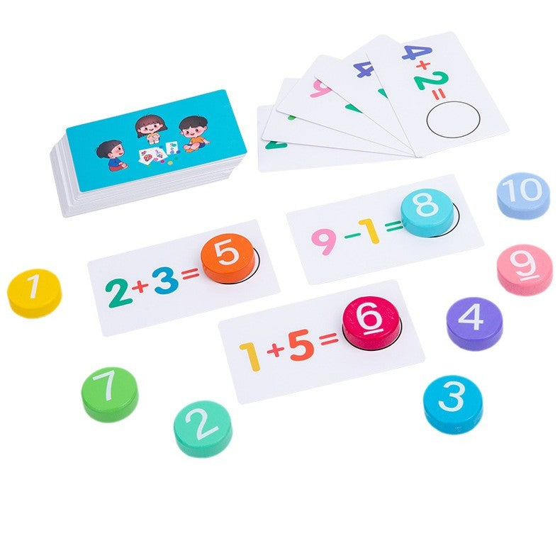 Joc Educational, Invatare Adunare Si Scadere, Cifre Din Lemn, 46 Planse, +3 Ani - vivimall.ro