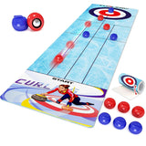 Joc Interactiv, Vivimall, Covor de Curling 90 x 20 cm, 1-4 Jucatori, +5 Ani, 6 Mingi Incluse, Albastru - vivimall.ro