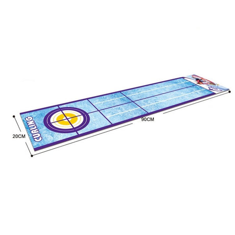 Joc Interactiv, Vivimall, Covor de Curling 90 x 20 cm, 1-4 Jucatori, +5 Ani, 6 Mingi Incluse, Albastru - vivimall.ro