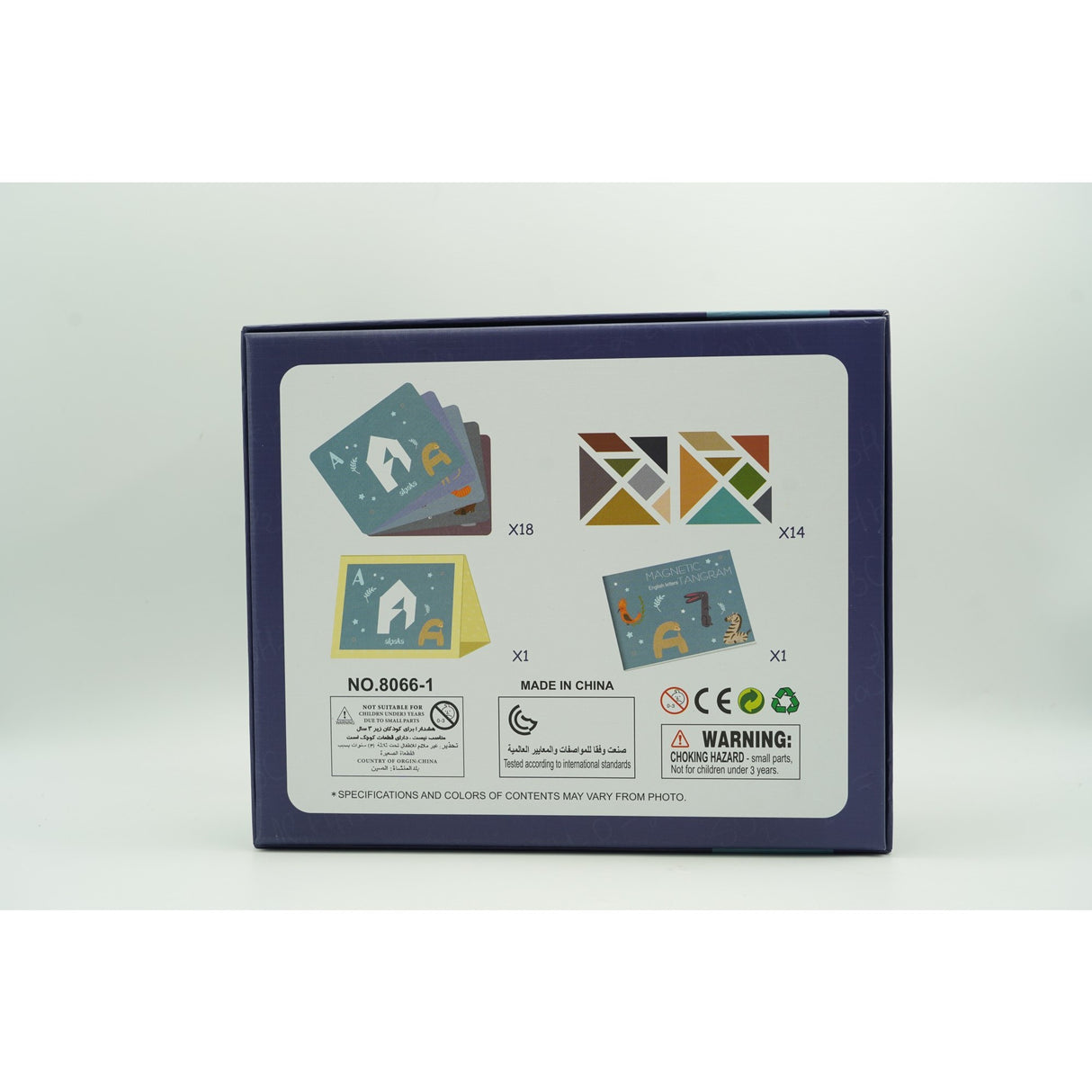 Joc Magnetic Tangram, Tabla Si Forme Diverse Magnetice, 34 De Piese, Pentru Copii, +3 Ani, Multicolor