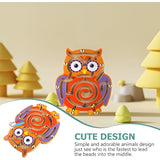 Joc Montessori cu Bile, Flippy, Creion Magnetic, Tip Labirint, din Lemn, Model Bufnita, 18.5x17.5 cm, Portocaliu-Mov