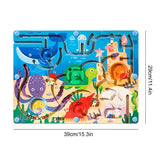 Joc Montessori De Sortare Culori, Creion Magnetic, Tip Labirint Ilustrat, Din Lemn - vivimall.ro