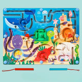 Joc Montessori De Sortare Culori, Creion Magnetic, Tip Labirint Ilustrat, Din Lemn - vivimall.ro