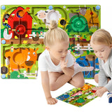 Joc Montessori De Sortare Culori, Creion Magnetic, Tip Labirint Ilustrat, Din Lemn - vivimall.ro