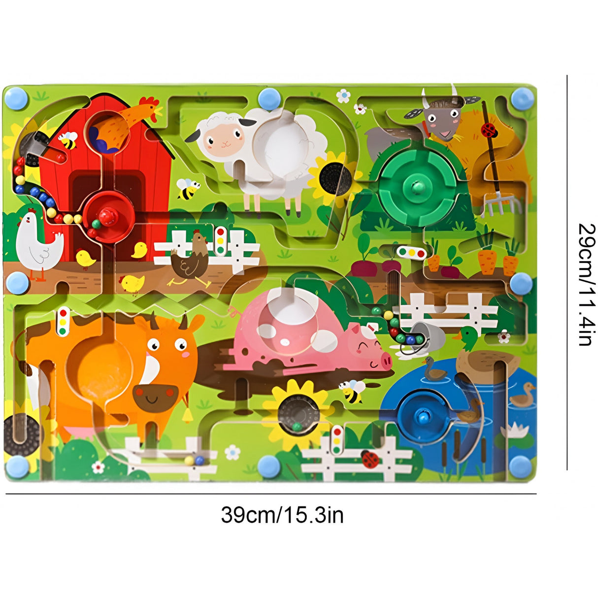 Joc Montessori De Sortare Culori, Creion Magnetic, Tip Labirint Ilustrat, Din Lemn - vivimall.ro