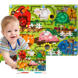Joc Montessori De Sortare Culori, Creion Magnetic, Tip Labirint Ilustrat, Din Lemn - vivimall.ro