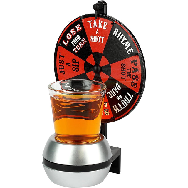 Joc roata cu shoturi Vivimall, pentru petrecere, 16 x 10 x 7 cm, pahar inclus - vivimall.ro
