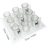 Joc X si O Vivimall, cu Mini Halbe din Sticla, 25 x 25 cm, pentru Petreceri, Decor, Cadouri, Transparent - vivimall.ro