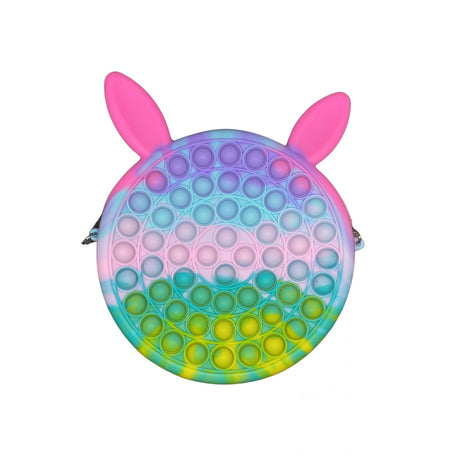 Jucarie Antistres Din Silicon Geanta Pop It, 16 Cm, Iepuras, Macarons