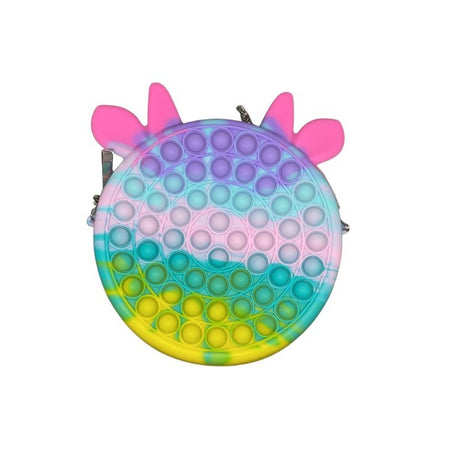 Jucarie Antistres Din Silicon Geanta Pop It, 16 Cm, Vacuta, Macarons