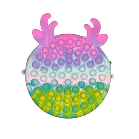 Jucarie Antistres Din Silicon Geanta Pop It, 18 Cm, Ren, Macarons