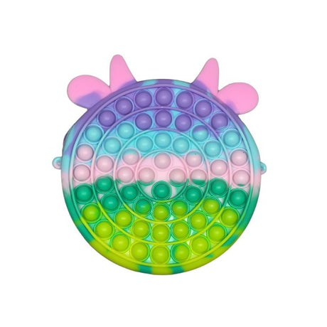 Jucarie antistres din silicon Flippy, Geanta Pop It, 18 cm, Vacuta, Macarons - vivimall.ro