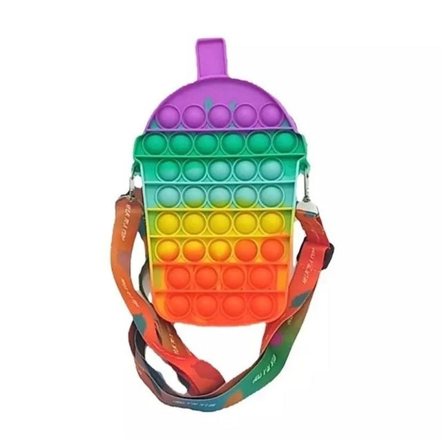 Jucarie antistres din silicon, Flippy, Geanta Pop It, Milkshake, Multicolor - vivimall.ro